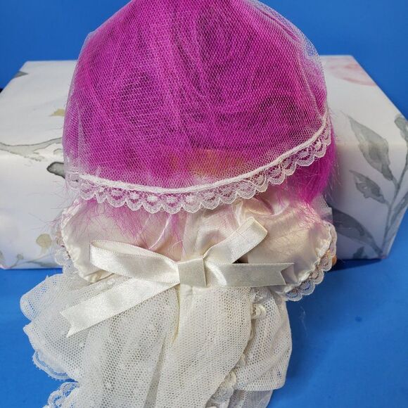 Ugly Cute Vintage  Russ Berrie Pink Hair Troll Bride Doll 8" with Garter Belt - Picture 3 of 11